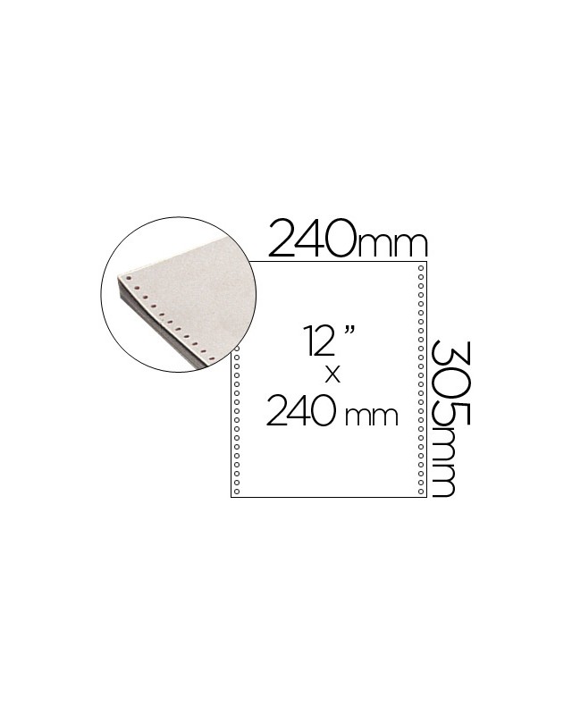 Papel continuo 240x12 blanco caja de 2500 hojas