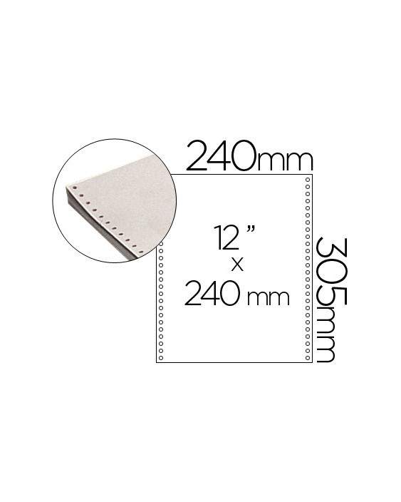 Papel continuo 240x12 blanco caja de 2500 hojas
