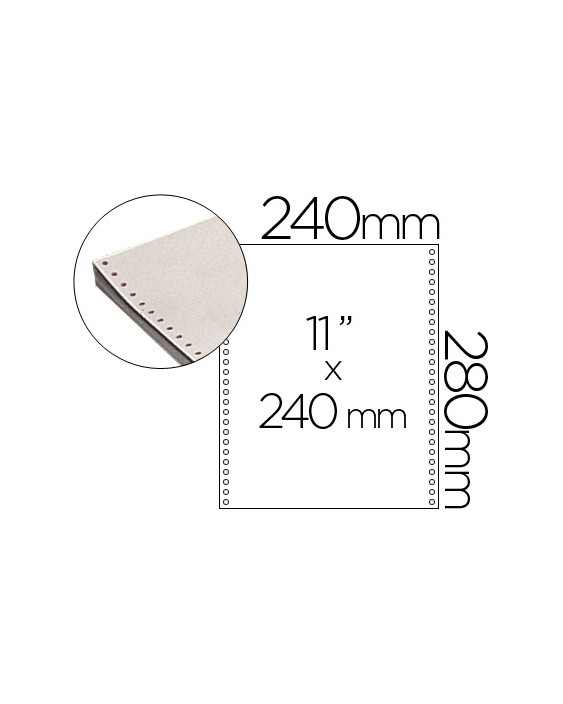 Papel continuo 240x11 blanco caja de 2500 hojas