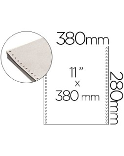 Papel continuo 380x11 blanco caja de 2500 hojas