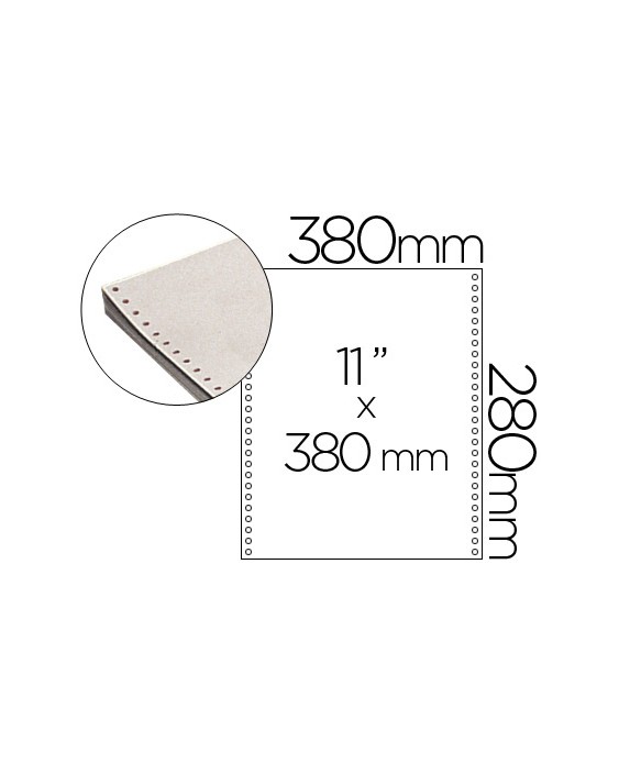Papel continuo 380x11 blanco caja de 2500 hojas