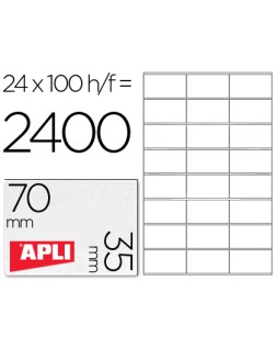 Etiqueta adhesiva apli 1272 tamaño 70x35 mm fotocopiaodra laser ink-jet caja con 100 hojas din a4
