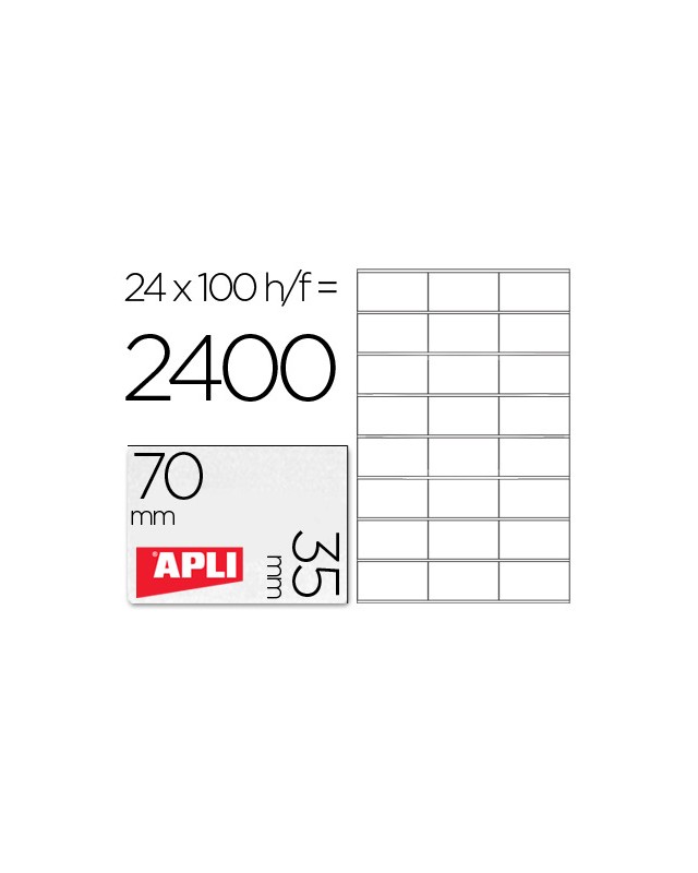 Etiqueta adhesiva apli 1272 tamaño 70x35 mm fotocopiaodra laser ink-jet caja con 100 hojas din a4