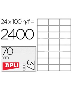 Etiqueta adhesiva apli 1273 tamaño 70x37 mm fotocopiadora laser ink-jet caja con 100 hojas din a4