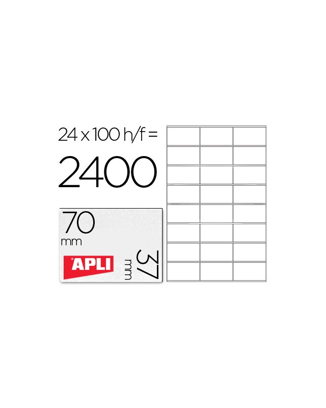 Etiqueta adhesiva apli 1273 tamaño 70x37 mm fotocopiadora laser ink-jet caja con 100 hojas din a4