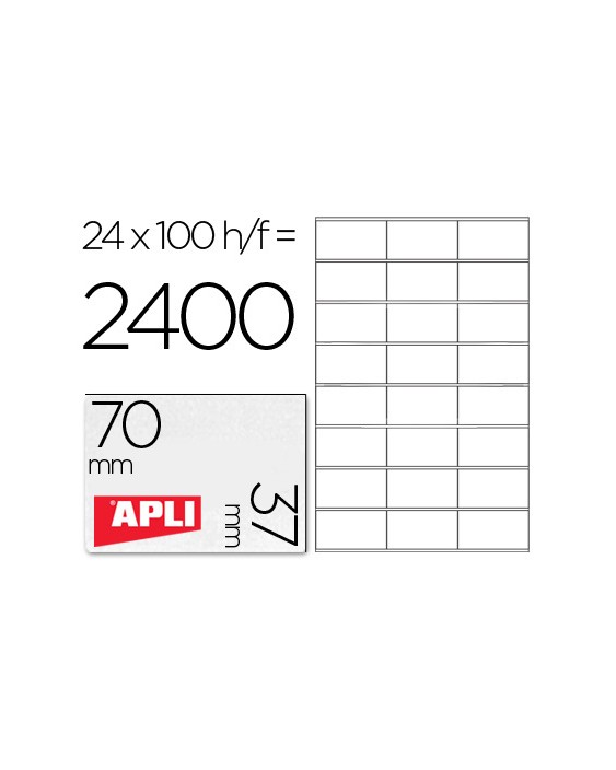 Etiqueta adhesiva apli 1273 tamaño 70x37 mm fotocopiadora laser ink-jet caja con 100 hojas din a4