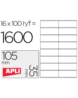 Etiqueta adhesiva apli 1287 tamaño 105x35 mm fotocopiadora laser ink-jet caja con 100 hojas din a4