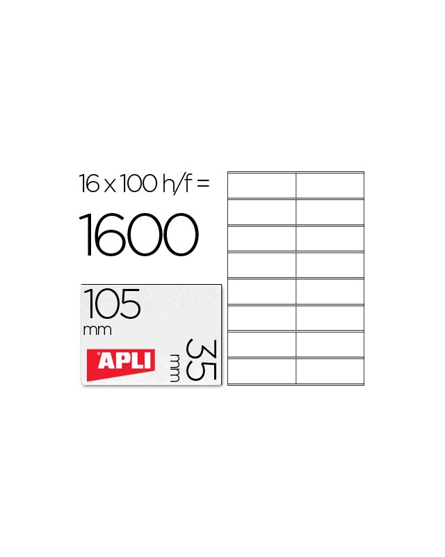 Etiqueta adhesiva apli 1287 tamaño 105x35 mm fotocopiadora laser ink-jet caja con 100 hojas din a4
