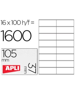Etiqueta adhesiva apli 1274 tamaño 105x37 mm fotocopiadora laser ink-jet caja con 100 hojas din a4