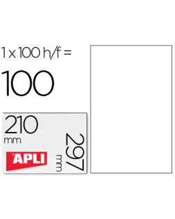 Etiqueta adhesiva apli 1281 210x297 mm fotocopiadora laser ink-jet caja con 100 hojas din a4