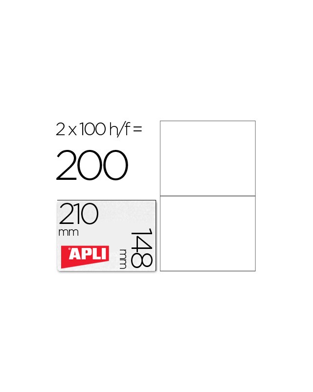 Etiqueta adhesiva apli 1264 tamaño 210x148 mm -fotocopiadora laser ink-jet -caja con 100 hojas din a4