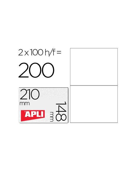 Etiqueta adhesiva apli 1264 tamaño 210x148 mm -fotocopiadora laser ink-jet -caja con 100 hojas din a4