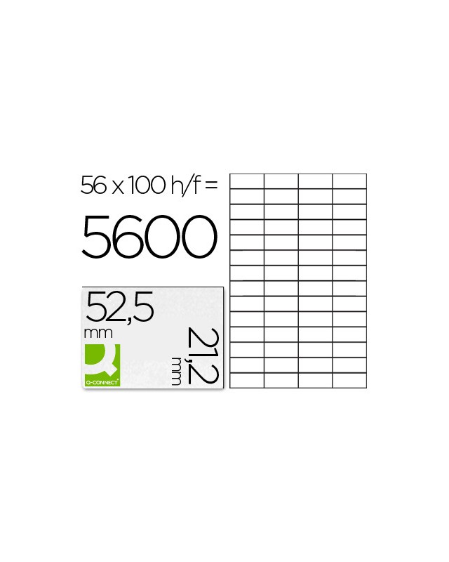 Etiqueta adhesiva q-connect kf10638 tamaño 52,5x21,2 mm fotocopiadora laser ink-jet caja con 100 hojas din a4