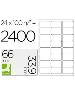 Etiqueta adhesiva q-connect kf10639 tamaño 66x33,9 mm fotocopiadora laser ink-jet caja con 100 hojas din a4