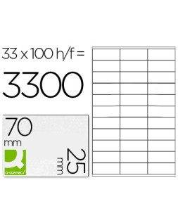Etiqueta adhesiva q-connect kf10640 tamaño 70x25 mm fotocopiadora laser ink.Jet caja con 100 hojas din a4