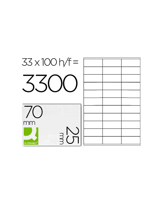 Etiqueta adhesiva q-connect kf10640 tamaño 70x25 mm fotocopiadora laser ink.Jet caja con 100 hojas din a4