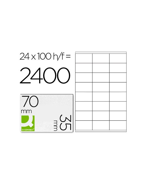 Etiqueta adhesiva q-connect kf10645 -tamaño 70x35 mm fotocopiadora laser ink-jet caja con 100 hojas din a4