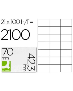 Etiqueta adhesiva q-connect kf10649 -tamaño 70x42,3 mm fotocopiadora laser ink-jet caja con 100 hojas din a4