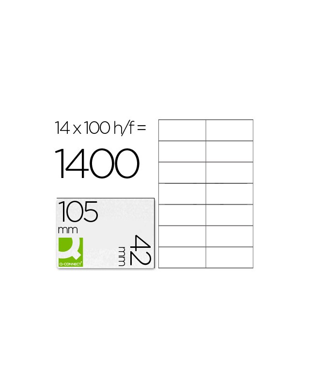 Etiqueta adhesiva q-connect kf10655 tamaño 105x42 mm fotocopiadora laser ink-jet caja con 100 hojas din a4