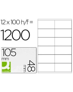 Etiqueta adhesiva q-connect kf10657 tamaño 105x48 mm fotocopiadora laser ink-jet caja con 100 hojas din a4