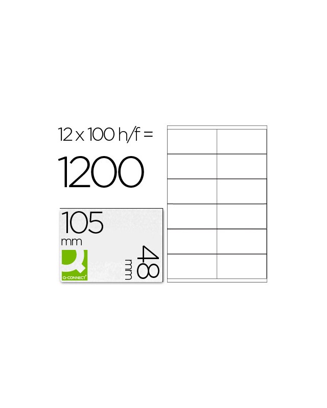 Etiqueta adhesiva q-connect kf10657 tamaño 105x48 mm fotocopiadora laser ink-jet caja con 100 hojas din a4
