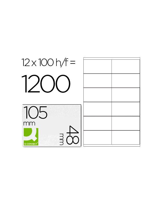 Etiqueta adhesiva q-connect kf10657 tamaño 105x48 mm fotocopiadora laser ink-jet caja con 100 hojas din a4