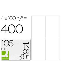 Etiqueta adhesiva q-connect kf10660 tamaño 105x148,5 mm fotocopiadora laser ink-jet caja con 100 hojas din a4
