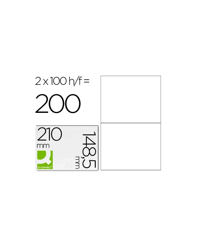 Etiqueta adhesiva q-connect kf10662 tamaño 210x148,5 mm fotocopiadora laser ink-jet caja con 100 hojas din a4