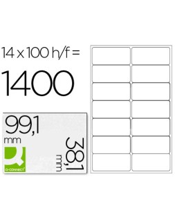 Etiqueta adhesiva q-connect kf01585 tamaño 99,1x38,1 mm fotocopiadora laser ink-jet caja con 100 hojas din a4