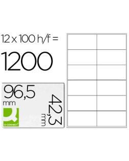 Etiqueta adhesiva q-connect kf10652 tamaño 96,5x42,3 mm fotocopiadora laser ink-jet caja con 100 hojas din a4