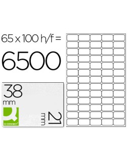 Etiqueta adhesiva q-connect kf01581 tamaño 38,1x21,2mm fotocopiadora laser ink-jet caja con 100 hojas din a4