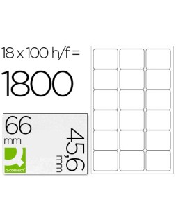 Etiqueta adhesiva q-connect kf01583 tamaño 66x46,6 mm fotocopiadora laser ink-jet caja con 100 hojas din a4