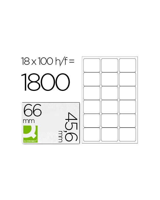 Etiqueta adhesiva q-connect kf01583 tamaño 66x46,6 mm fotocopiadora laser ink-jet caja con 100 hojas din a4