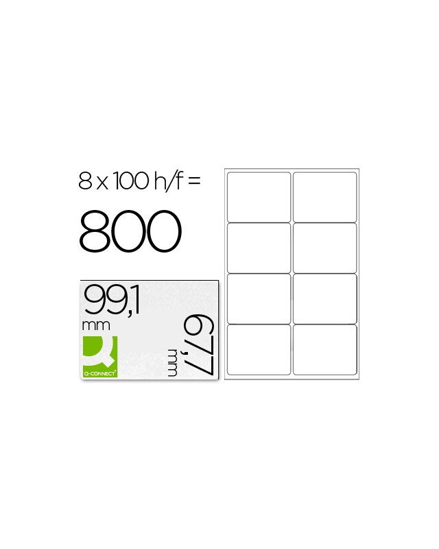Etiqueta adhesiva q-connect kf01588 tamaño 99,1x67,7 mm fotocopiadora laser ink-jet caja con 100 hojas din a4