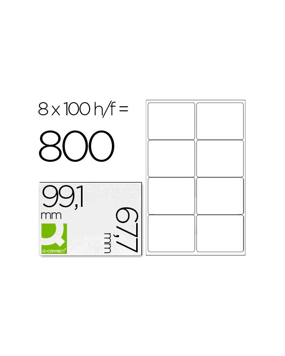 Etiqueta adhesiva q-connect kf01588 tamaño 99,1x67,7 mm fotocopiadora laser ink-jet caja con 100 hojas din a4
