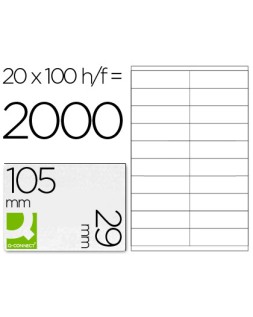 Etiqueta adhesiva q-connect kf26093 tamaño 105x29 mm fotocopiadora laser ink-jet caja 100 h din a4 esp.Hacienda