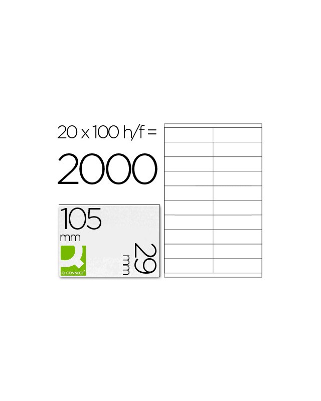 Etiqueta adhesiva q-connect kf26093 tamaño 105x29 mm fotocopiadora laser ink-jet caja 100 h din a4 esp.Hacienda