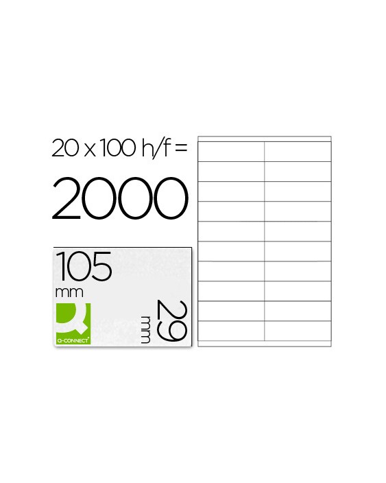 Etiqueta adhesiva q-connect kf26093 tamaño 105x29 mm fotocopiadora laser ink-jet caja 100 h din a4 esp.Hacienda