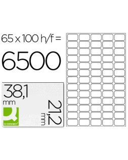 Etiqueta adhesiva q-connect kf00573 -tamaño 38,1x21,2 mm -fotocopiadora -laser -ink-jet-caja con 100 hojas din a4