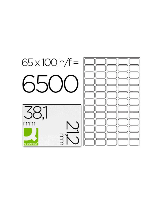 Etiqueta adhesiva q-connect kf00573 -tamaño 38,1x21,2 mm -fotocopiadora -laser -ink-jet-caja con 100 hojas din a4