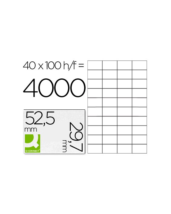 Etiqueta adhesiva q-connect kf00574 -tamaño 52,5x29,7 mm -fotocopiadora -laser -ink-jet-caja con 100 hojas din a4