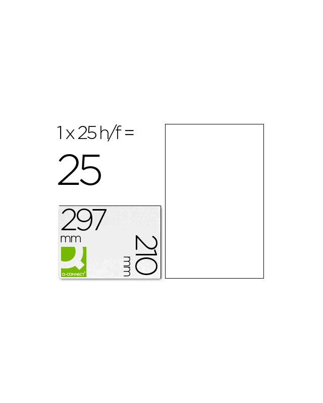 Etiqueta adhesiva q-connect kf00228 -tamaño din a4 -para ink-jet -transparente -caja con 25 hojas din-a4