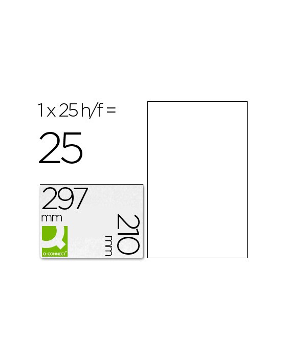 Etiqueta adhesiva q-connect kf00228 -tamaño din a4 -para ink-jet -transparente -caja con 25 hojas din-a4