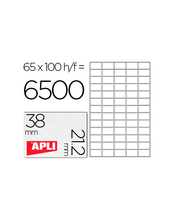 Etiqueta adhesiva apli 1283 tamaño 38x21.2mm para fotocopiadora laser ink-jet caja con 100 hojas din a4