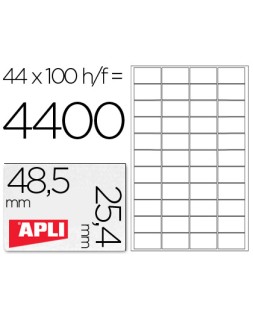 Etiqueta adhesiva apli 1285 tamaño 48,5x25,4 mm para fotocopiadora laser ink-jet caja con 100 hojas din a4