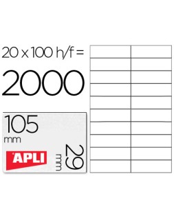 Etiqueta adhesiva apli 1299 tamaño 105x29 mm para fotocopiadora laser ink-jet caja con 100 hojas din a4