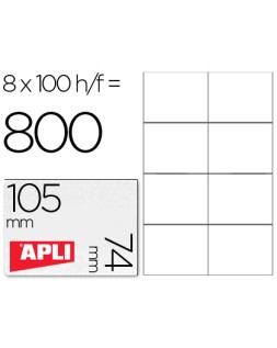 Etiqueta adhesiva apli 1279 tamaño 105x74 mm para fotocopiadora laser ink-jet caja con 100 hojas din a4