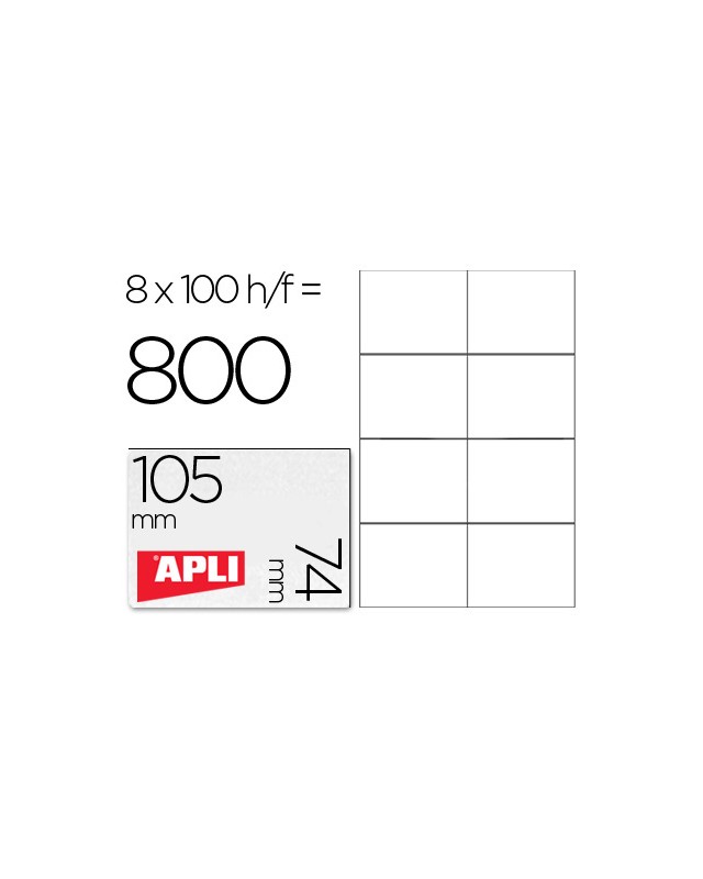 Etiqueta adhesiva apli 1279 tamaño 105x74 mm para fotocopiadora laser ink-jet caja con 100 hojas din a4