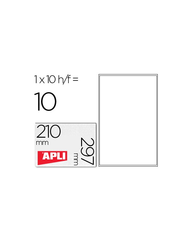 Etiquetas adhesivas apli transparentes poliester para impresora ink-jet 210x297 mm presentadas en carpetas de 10