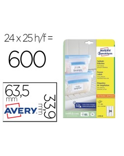 Etiqueta adhesiva avery para congelador blanca 63,5x33,9 mm ink-jet laser fotocopiadorapack de 600 unidades